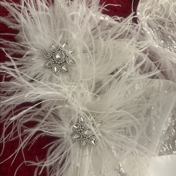 NADINE MERABI ELISSA White Feathered Jumpsuit S/M - Picture 16 of 16